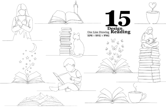 Download Reading One Line Art Bundle Svg - Art Collection