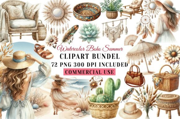 Download Watercolor Boho Summer Clipart - Art Collection