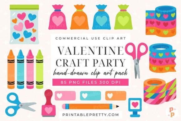 Download Valentine Craft Party Clipart PNG Set - Art Collection