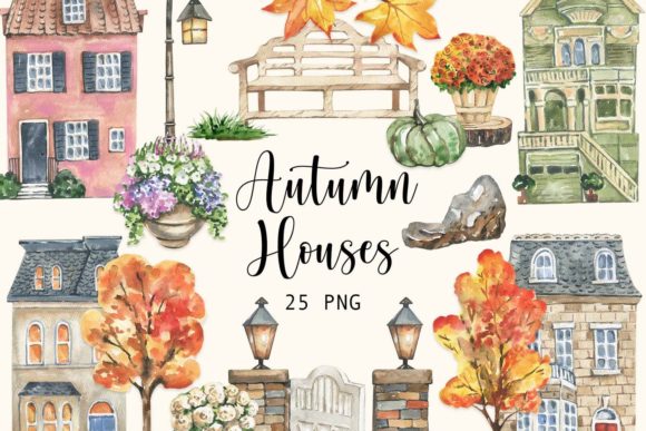Download Watercolor Autumn Houses Clipart - Art Collection