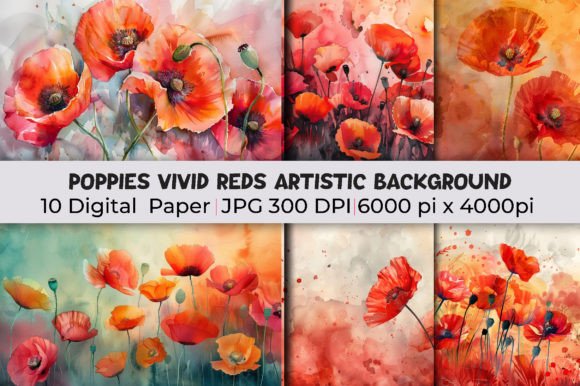 Download Poppies Vivid Reds Artistic Backgrounds - Art Collection