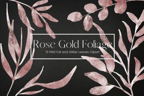 Download Rose Gold Foil Glitter Leaves Clipart - Art Collection