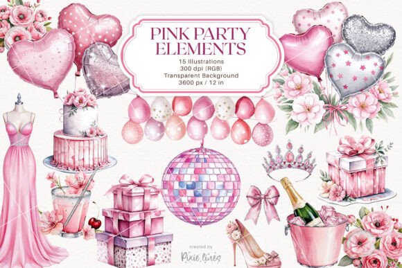 Download Pink Party and Celebration Elements - Art Collection