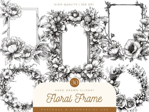Download Hand Drawn Floral Frame Clipart - Art Collection