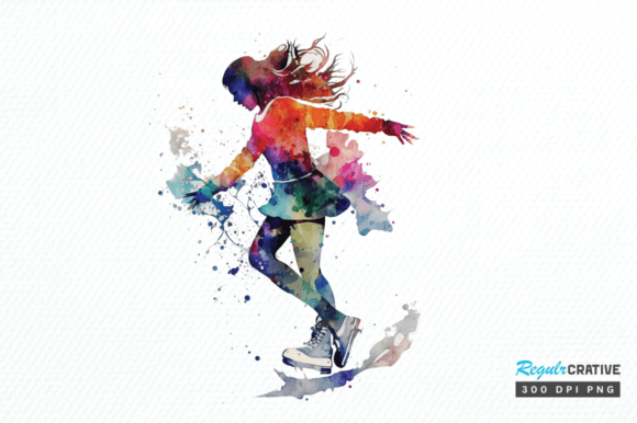 Download Watercolor Woman Figure Skating Clipart - Art Collection