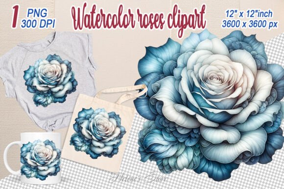 Download Blue Watercolor Rose Flower Clipart Png - Art Collection