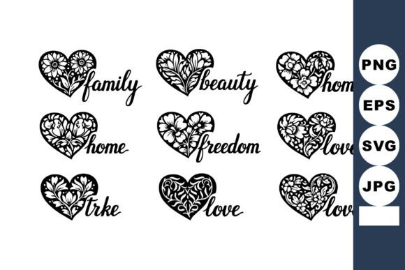 Download Floral Heart Shapes Calligraphy - Art Collection