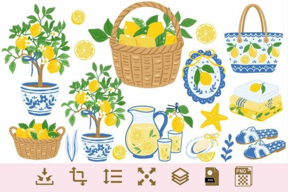 Download Lemon Summer Clipart PNG &amp; SVG Bundle - Art Collection