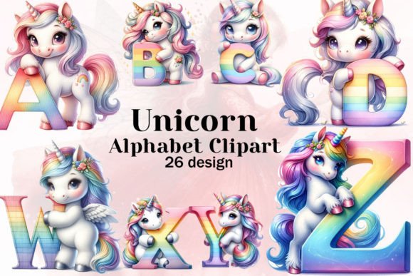 Download Cute Unicorn Alphabet Clipart PNG - Art Collection