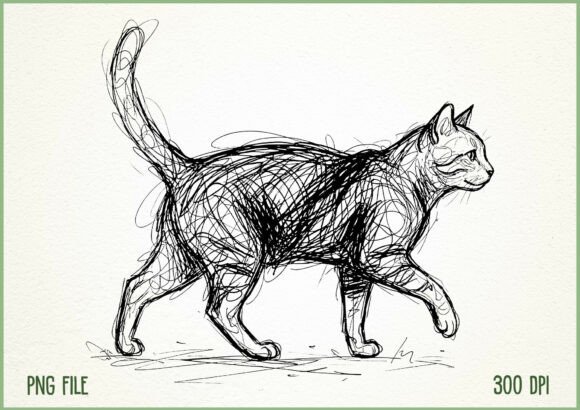 Download Vintage Cat Line Abstract Art PNG - Art Collection