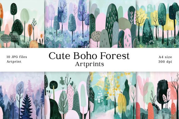 Download Cute Boho Forest Oilpaint A4 Artprints - Art Collection