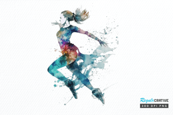 Download Watercolor Woman Figure Skating Clipart - Art Collection
