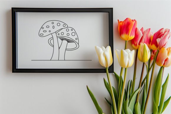 Download Cute Mushroom One Line Art Sketch Drawn - Art Collection