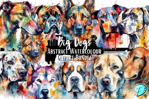 Download Big Dogs Abstract Watercolour Clipart - Premium Bundle