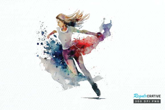 Download Watercolor Woman Figure Skating Clipart - Art Collection