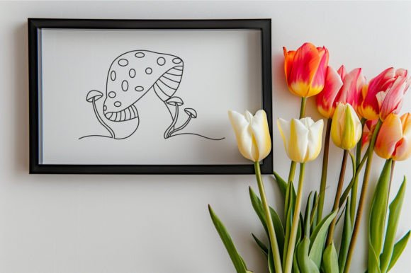 Download Mushroom One Line Art Vector Drawing - Art Collection