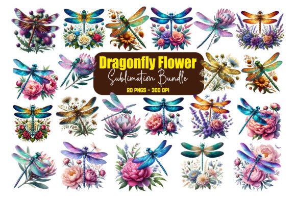 Download Dragonfly Flower Clipart Bundle - Art Collection