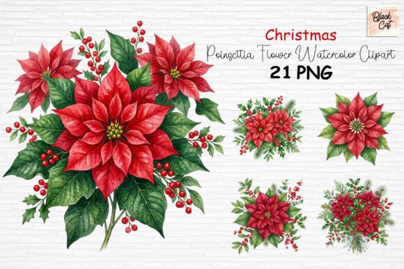 Download Christmas Poinsettia Flower Clipart PNG - Art Collection