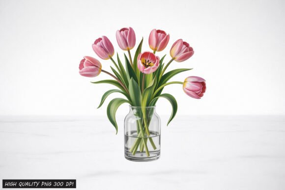 Download Tulip Flower Vase Clipart PNG Design - Art Collection