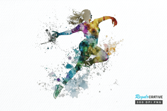 Download Watercolor Woman Figure Skating Clipart - Art Collection