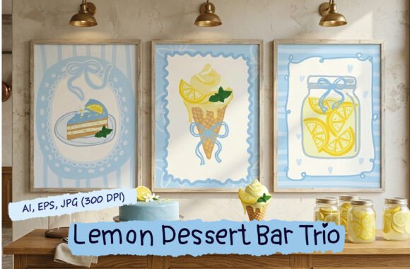 Download Lemon Dessert Art Prints Set of 3 - Art Collection