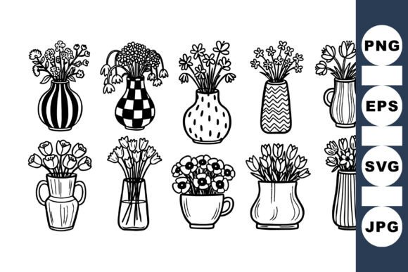 Download Vintage Flower Vase Clipart Set - Art Collection