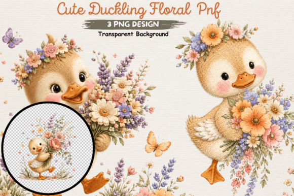 Download Adorable Duckling Flower Clipart PNG - Art Collection