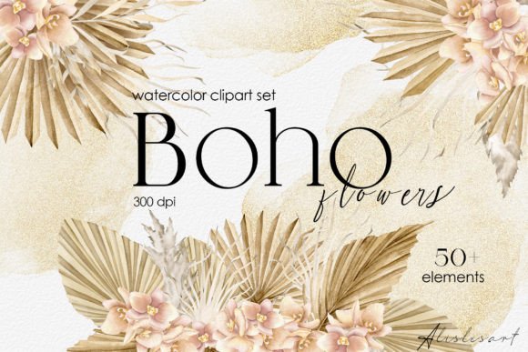 Download Boho Flowers Watercolor Clipart| Floral - Art Collection